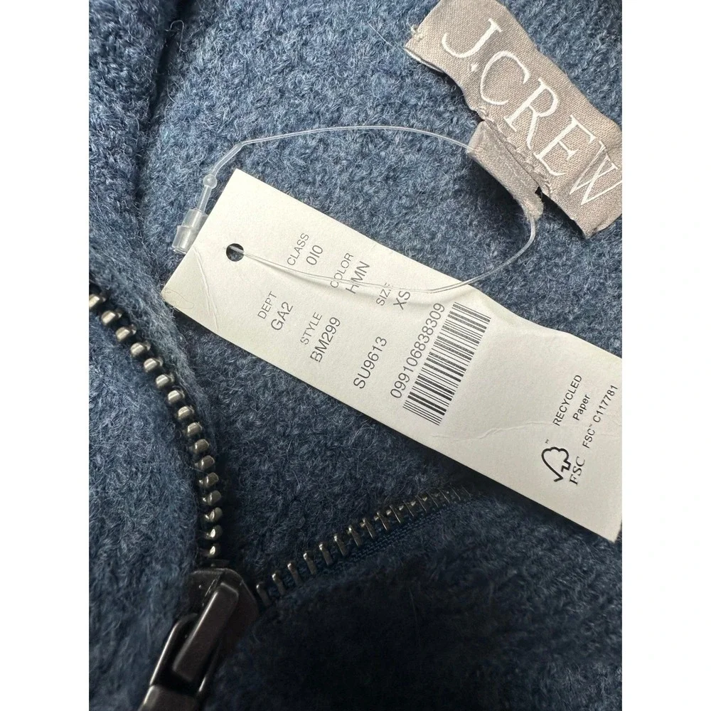 J.Crew Womens Half Zip Sweater XS Blue Merino Wool Alpaca Blend Pullover Preppy